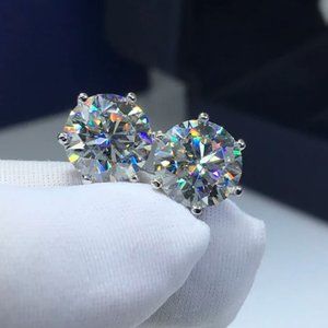 6 Carat Moissanite Diamond Stud Earrings- Ideal Gift For Her